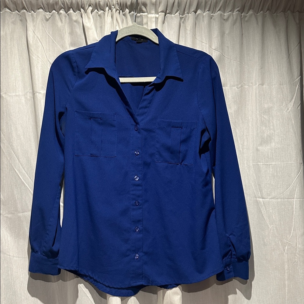 Royal Blue Button-Up Blouse